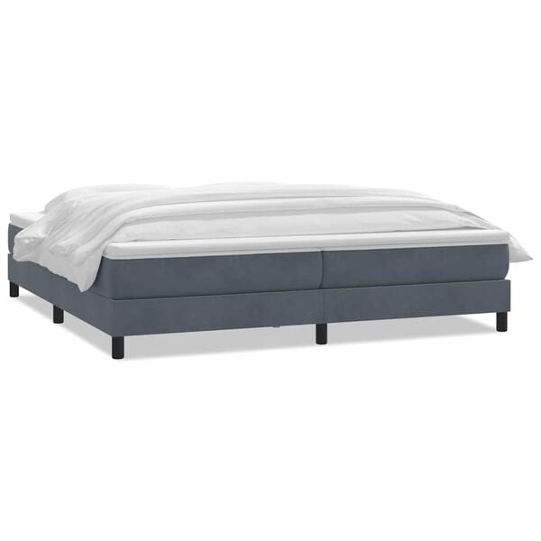 vidaXL Boxspringbett mit Matratze Dunkelgrau 180x220 cm Samt