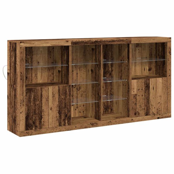 vidaXL LED-Sideboard 3 pcs Altholz 202 x 37 x 100 cm Holzwerkstoff