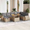 vidaXL 9-tlg. Garten-Sofagarnitur mit Kissen Beige Poly Rattan Akazie