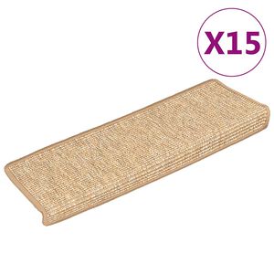 vidaXL Stufenmatten 15 Stk. 65x21x4 cm Hellbraun Rechteckiger Rand