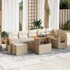 vidaXL 8-tlg. Garten-Sofagarnitur mit Kissen Beige Poly Rattan Akazie