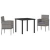 vidaXL Garten Essgruppe mit Kissen 3 pcs Grau Poly-Rattan