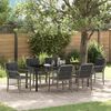 vidaXL Garten Essgruppe mit Kissen 7 pcs Grau Poly-Rattan