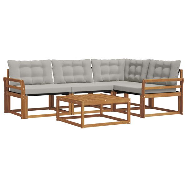 vidaXL Outdoor-Sofagarnitur mit Kissen 5 pcs Nat&uuml;rlich und Hellgrau
