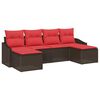 vidaXL Sofa Set 6 stk. Braun [Synthetisch]: Poly Rattan
