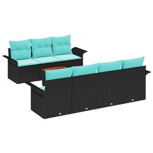 vidaXL Gartensofa-set 8 stk. 7-Sitzanzahl Schwarz und T&uuml;rkis