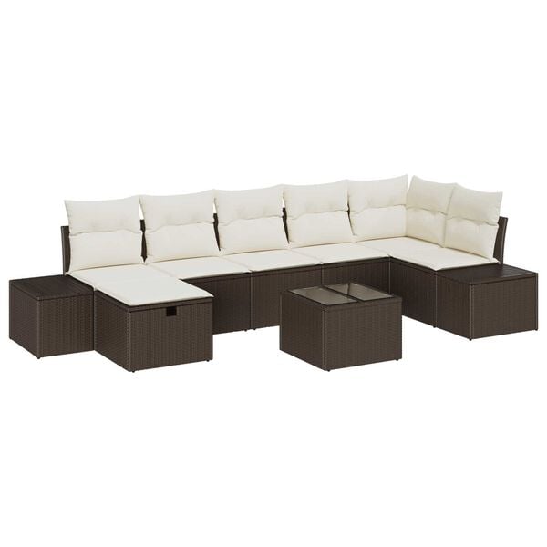 vidaXL Gartensofa-set mit Kissen 8 pcs Braun Poly-Rattan