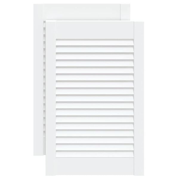vidaXL Schrankt&uuml;ren Lamellen-Design 2 Stk Wei&szlig; 61,5x39,4 cm Massivholz