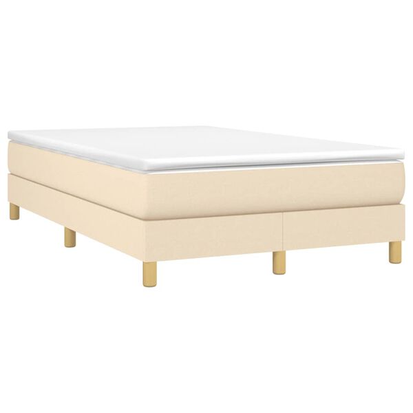 vidaXL Boxspringbett mit Matratze Creme 120x200 cm Stoff