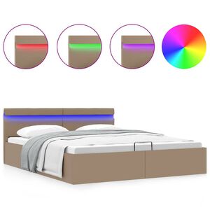 vidaXL Stauraumbett mit LED Cappuccino-Braun Kunstleder 160&times;200cm