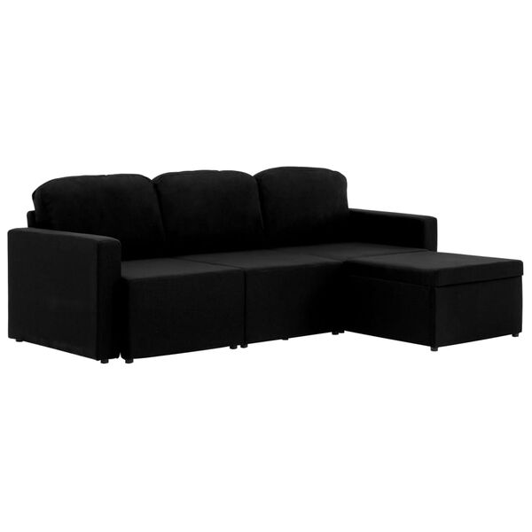 vidaXL Modulares 3-Sitzer-Schlafsofa Schwarz Stoff