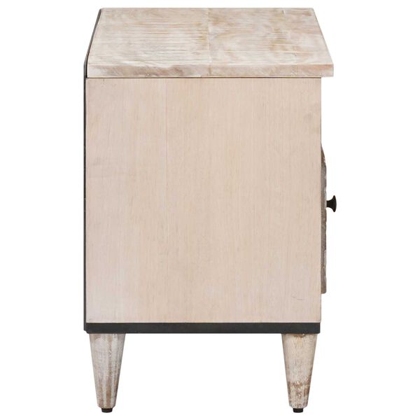 vidaXL TV-Schr&auml;nk mit Regal Wei&szlig; 80 x 33,5 x 46 cm Massivholz Mango