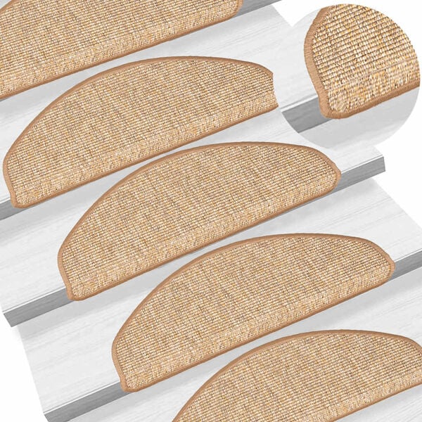 vidaXL Stufenmatten 15 Stk. 65x21x4 cm Hellbraun Halbrund Gro&szlig;