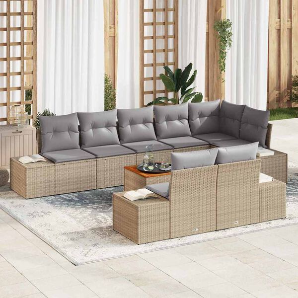 vidaXL Garten-Sofa-Set 9 pcs Beige und Hellgrau