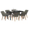 vidaXL Garten Essgruppe mit Kissen 7 pcs Grau Poly-Rattan