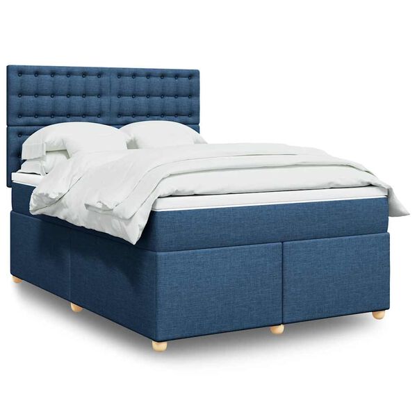 vidaXL Boxspringbett mit Matratze Blau 140x190 cm Stoff