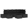 vidaXL Gartensofa-set mit Kissen 7 pcs Schwarz Poly-Rattan