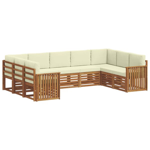 vidaXL Sofagarnituren 9 pcs Natur und Creme Massivholz Akazie