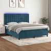 vidaXL Boxspringbett mit Matratze & LED Dunkelblau 180x200 cm Samt