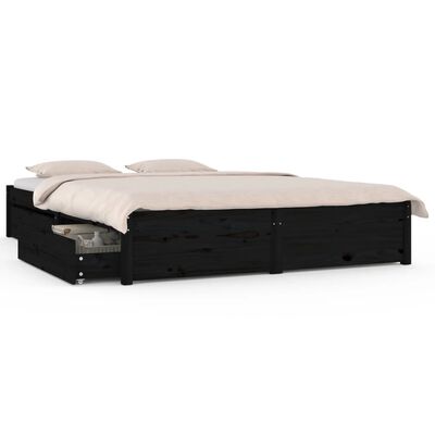 vidaXL Bett mit Schubladen Schwarz 160x200 cm