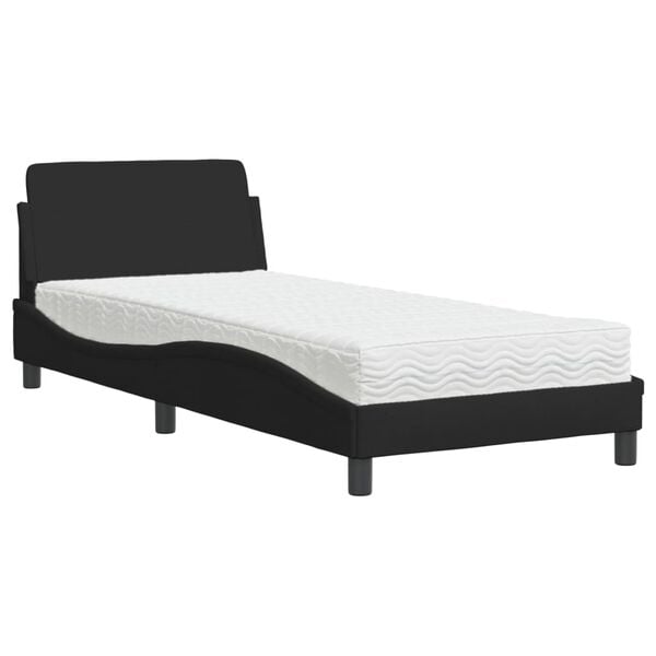 vidaXL Bett mit Matratze "Dover" Schwarz 90x190 cm Stoff