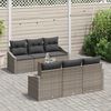 vidaXL Gartensofa-set mit Kissen 7 pcs Grau Poly-Rattan