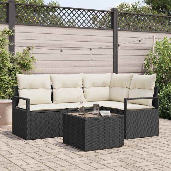 vidaXL Sofa Set 5 pcs Schwarz Poly-Rattan