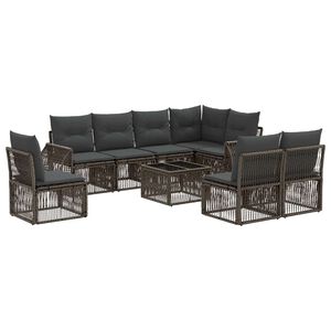vidaXL Gartensofa-set 9 stk. Grau und Dunkelgrau Poly-Rattan