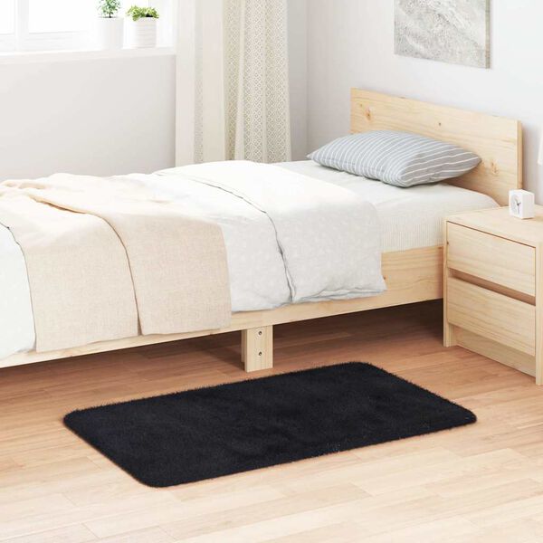 vidaXL Teppich Shaggy Hochflor NAVARRA Schwarz 60x100 cm Polyester