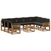 vidaXL Outdoor-Sofagarnitur mit Kissen 10 pcs Nat&uuml;rlich und Schwarz