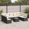 vidaXL Sofa Set mit Kissen 10 pcs Schwarz Poly-Rattan