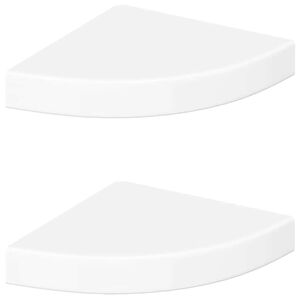 vidaXL Schwebende Eckregale 2 Stk. Hochglanz-Wei&szlig; 25x25x3,8 cm MDF