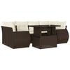 vidaXL 7-tlg. Garten-Sofagarnitur mit Kissen Braun Poly Rattan