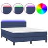 vidaXL Boxspringbett mit Matratze & LED Blau 140x190 cm Stoff