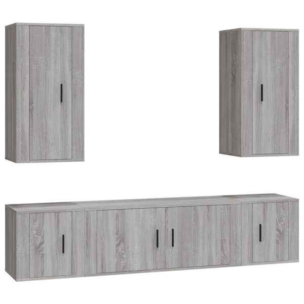 vidaXL 5-tlg. TV-Schrank-Set Grau Sonoma Holzwerkstoff
