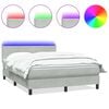 vidaXL Boxspringbett mit Matratze & LED Hellgrau 140x210 cm Samt