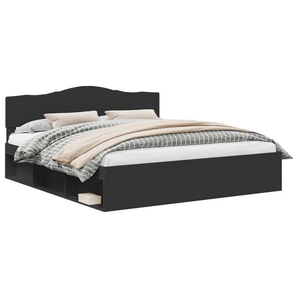 vidaXL Bettrahmen Schwarz 180 x 200 cm Massives Kiefernholz