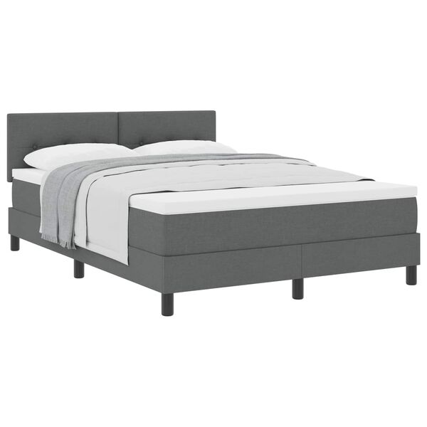vidaXL Boxspringbett mit Matratze Dunkelgrau 140 x 190 cm Stoff