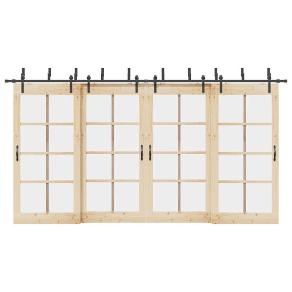 vidaXL Schiebet&uuml;rbeschlag-Set 427 cm Stahl Schwarz