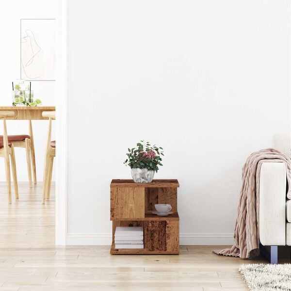 vidaXL Beistelltisch mit Regal Altholz 30 x 30 x 55 cm Holzwerkstoff