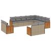 vidaXL 12-tlg. Garten-Sofagarnitur mit Kissen Beige Poly Rattan