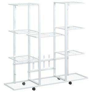 vidaXL Blumenst&auml;nder mit Rollen 94,5x24,5x91,5 cm Wei&szlig; Eisen