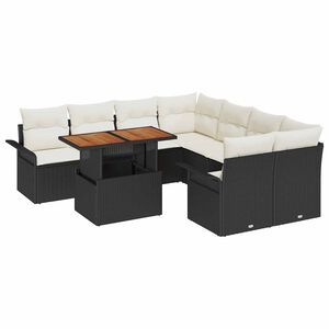 vidaXL Garten-Sofa-Set mit Kissen Schwarz und Creme