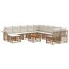 vidaXL Outdoor-Sofagarnitur 12 stk. 11-Sitzer Natur und Cremewei&szlig;
