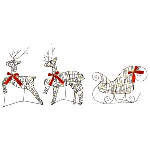 vidaXL Weihnachtsrentier mit Schlitten 3 stk. 60 LEDs Warmes Wei&szlig;