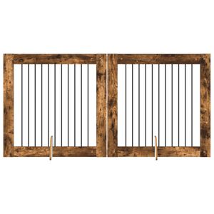 vidaXL Hundetor mit St&auml;ndern 2 pcs Ger&auml;ucherte Eiche 100 x 100 cm