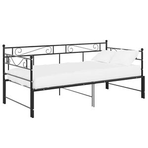 vidaXL Tagesbett Ausziehbar Schwarz Metall 90x200 cm