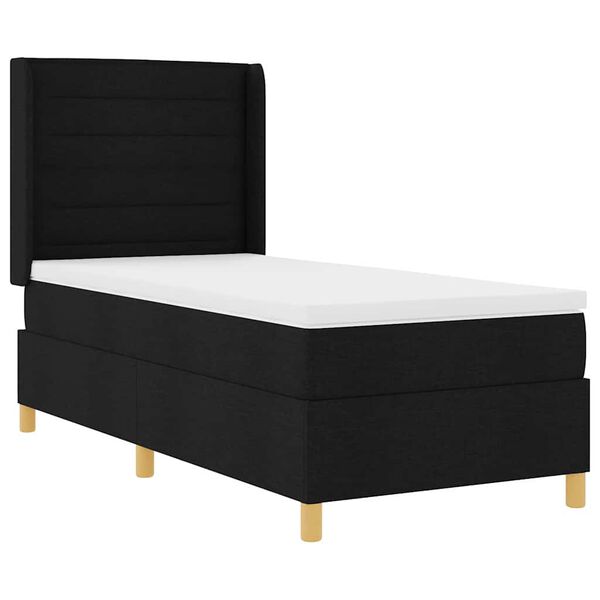 vidaXL Boxspringbett mit Matratze Schwarz 100 x 200 cm Stoff