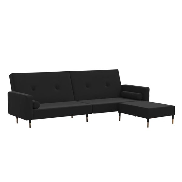 vidaXL Schlafsofa 2-Sitzer mit Hocker Schwarz Samt