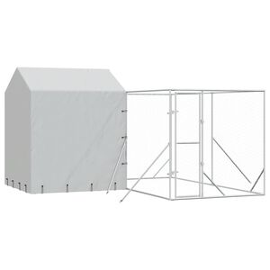 vidaXL Outdoor-Hundezwinger mit Dach Silbern 4x4x2,5m Verzinkter Stahl